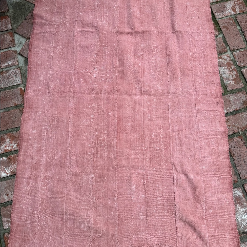 Vintage African Faded Terracotta Mudcloth 60” L x 41” W Textile | No. 126 - Picture 7 of 8